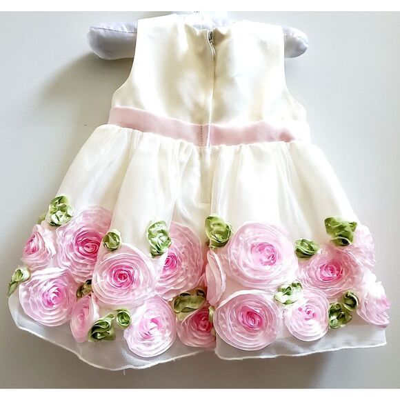 American Princess Dress 6M Tulle Roses-Leaves w/ Matching Cardigan Ivory 60400 - Picture 10 of 14